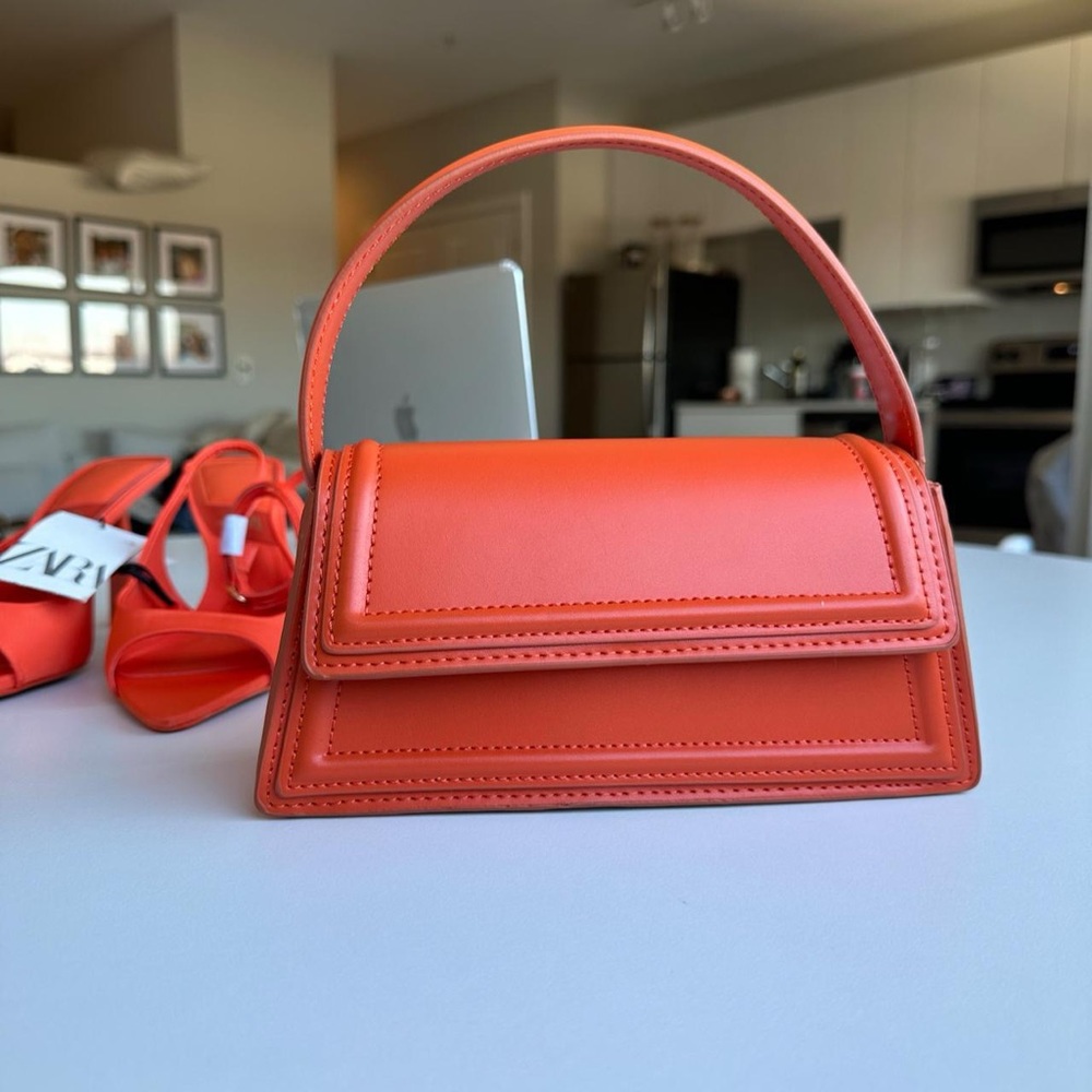 Zara mini purse micro bag orange never worn